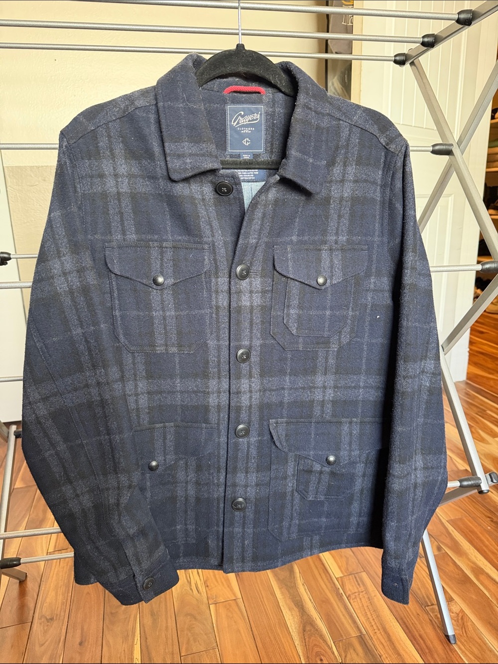 Grayers Navy Plaid Lightweight Shirt Jacket